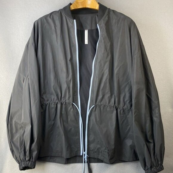 Fabletics Willow Reflective Jacket‎ Womens XL Windbreaker Bomber Gray Stained - Picture 1 of 11
